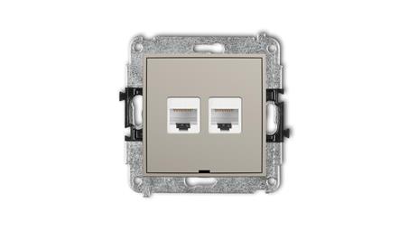 MINI Mechanizm gniazda komputerowego podwójnego 2xRJ45, kat. 5e, 8-stykowy, bez pola opisowego taupe 60MGKBO-2-35716