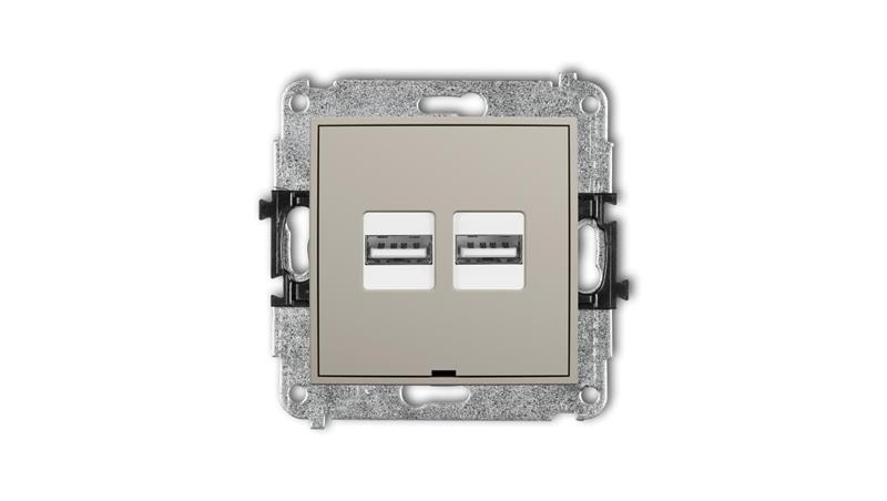 MINI Mechanizm ładowarki USB podwójnej 2xUSB A, 15,5W max., 5V, 3.1A, bez pola opisowego taupe 60MCUSBBO-6-45586 MINI Mechanizm ładowarki USB podwójnej 2xUSB A, 15,5W max., 5V, 3.1A, bez pola opisowego taupe 60MCUSBBO-6-45586
