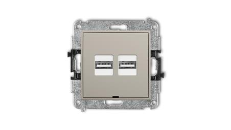 MINI Mechanizm ładowarki USB podwójnej 2xUSB A, 15,5W max., 5V, 3.1A, bez pola opisowego taupe 60MCUSBBO-6-45586
