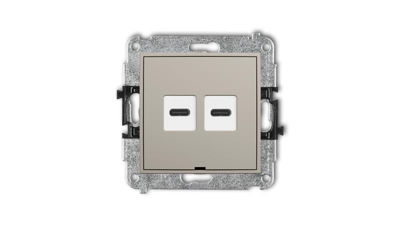 MINI Mechanizm ładowarki USB podwójnej 2xUSB C, 20W max., bez pola opisowego taupe 60MCUSBBO-7-45582