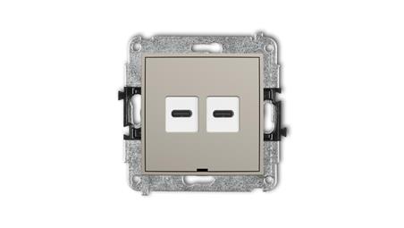 MINI Mechanizm ładowarki USB podwójnej 2xUSB C, 20W max., bez pola opisowego taupe 60MCUSBBO-7-45582