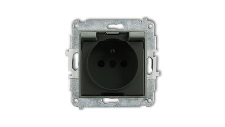 MINI Mechanizm gniazda bryzgoszczelnego z uziemieniem 2P+Z (klapka dymna, przesłony torów prądowych) szałwiowy 61MGPB-1zdp-44890