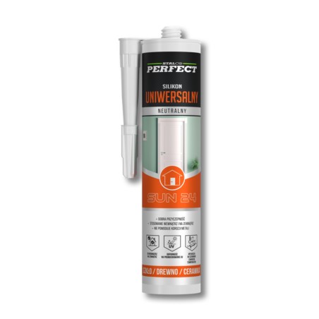 Silikon uniwersalny neutralny SUN24 bezbarwny 280ml Stalco Perfect