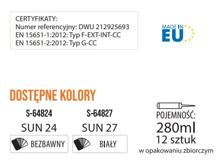 Silikon uniwersalny neutralny SUN27 biały 280ml Stalco Perfect Silikon uniwersalny neutralny SUN27 biały 280ml Stalco Perfect