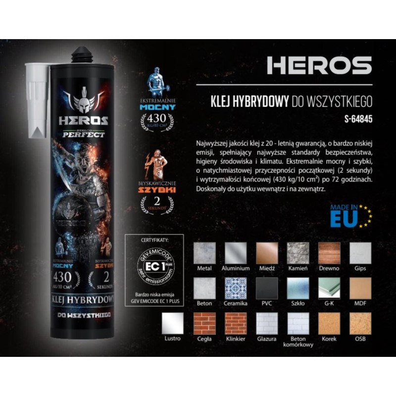 Klej hybrydowy do wszystkiego HEROS 290ml Stalco Perfect Klej hybrydowy do wszystkiego HEROS 290ml Stalco Perfect