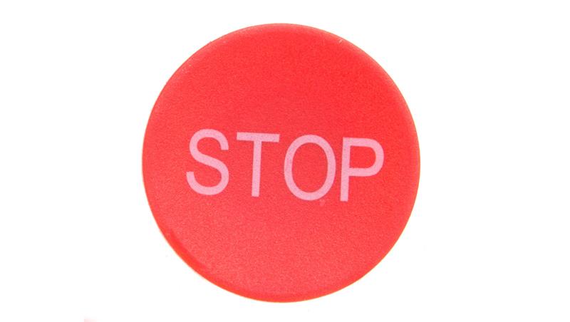 Soczewka przycisku 22mm płaska czerwona z symbolem STOP M22-XD-R-GB0 218194-22093