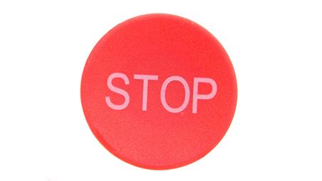 Soczewka przycisku 22mm płaska czerwona z symbolem STOP M22-XD-R-GB0 218194-22093