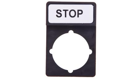 Tabliczka opisowa STOP 44x30mm czarna prostokątna ST22-1901\P03-21964