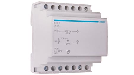Transformator bezpieczeństwa modułowy 230/12-24V AC 1,04-2,08A 25VA IP20 ST312-5795