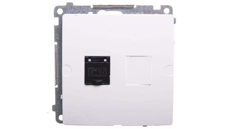Simon Basic Gniazdo komputerowe pojedyncze RJ45 kat.6 z przesłoną białe BM61.01/11-33923
