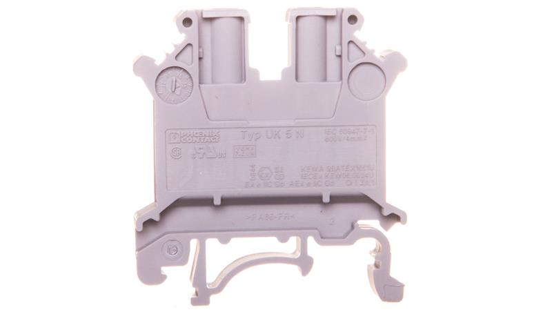 Złączka szynowa 2-przewodowa 2,5mm2 szara UK 5 N 3004362-64834