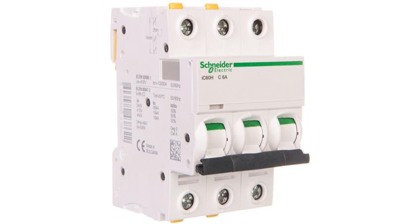Wyłącznik nadprądowy 3P C 6A 10kA AC iC60H-C6-3 A9F07306-16667