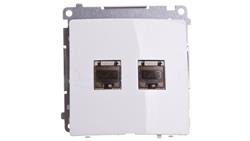Simon Basic Gniazdo komputerowe podwójne 2xRJ45 kat.6 ekranowane z przesłoną białe BM62E.01/11-34093
