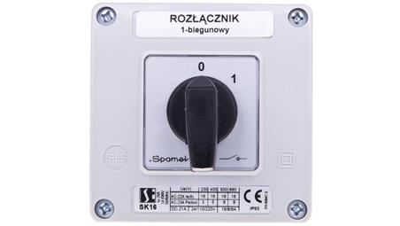 Łącznik krzywkowy 0-1 1P 16A w obudowie SK16-1.825OB11-22433