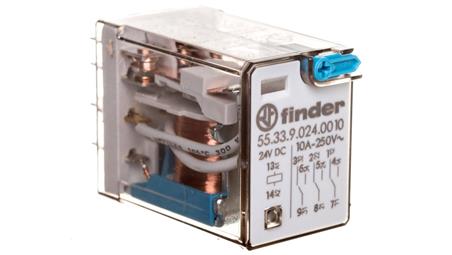 Przekaźnik miniaturowy 3P 10A 24V DC przycisk testujący AgNi 55.33.9.024.0010-14418