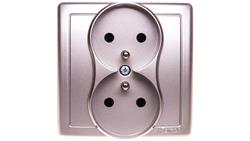 Simon Basic Gniazdo podwójne z/u 16A IP20 satyna metalizowana BMGZ2/29-43508