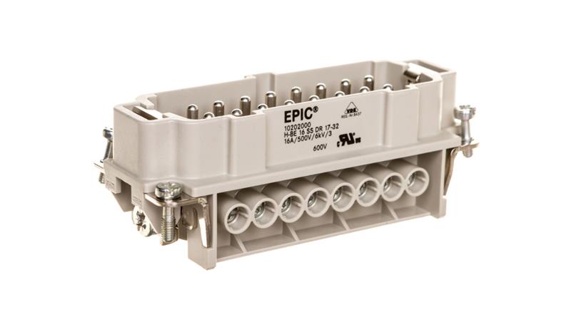 Wkład złącza 16P+PE męski 16A 500V EPIC H-BE 16 SS 17-32 10202000-30224