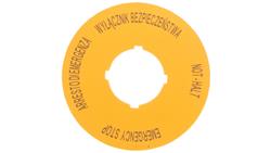 Tabliczka opisowa żółta okrągła EMERGENCY STOP (4 języki) M22-XBK15 167638-21879