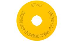 Tabliczka opisowa żółta okrągła fi90 EMERGENCY STOP M22-XAK11 121085-21951