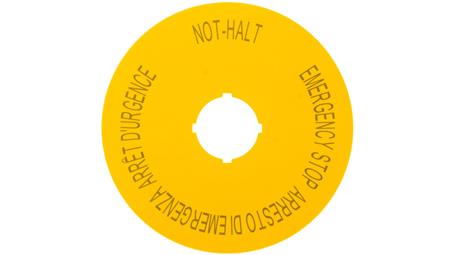 Tabliczka opisowa żółta okrągła fi90 EMERGENCY STOP M22-XAK11 121085-21951