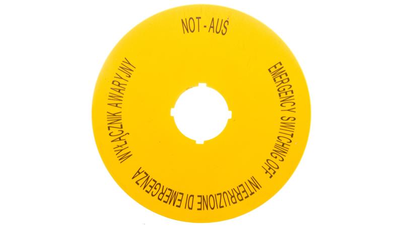 Tabliczka opisowa żółta okrągła 90mm PL, GB, DE, I M22-XAK5 167641-21926