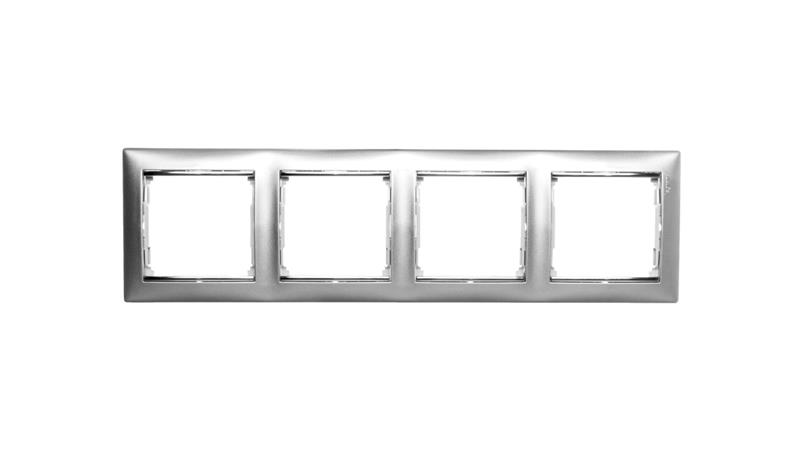 VALENA Ramka poczwórna pozioma aluminium/srebro 770354-37573