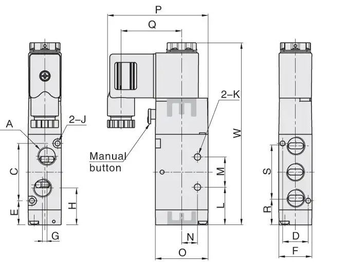 Elektrozawór Flowmatik 3/2 1/4 powrót sprężyną pneumatyczną normalnie zamknięty