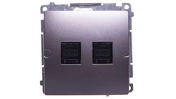 Simon Basic Gniazdo komputerowe podwójne 2xRJ45 kat.6 z przesłoną stal inox BM62.01/21-34479
