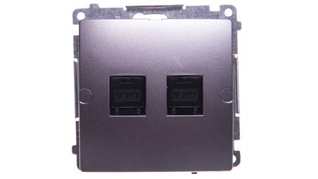 Simon Basic Gniazdo komputerowe podwójne 2xRJ45 kat.6 z przesłoną stal inox BM62.01/21-34479