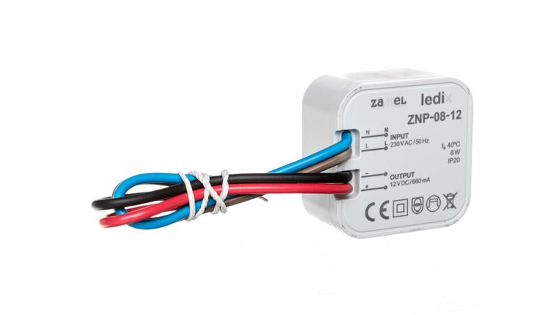 Zasilacz LED dopuszkowy 12V DC 8W ZNP-08-12 LDX10000028-50580