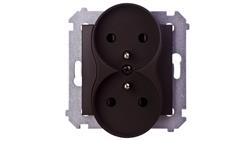 Simon 54 Gniazdo podwójne z/u 16A IP20 z przesłoną torów brąz mat DGZ2MZ.01/46-42840