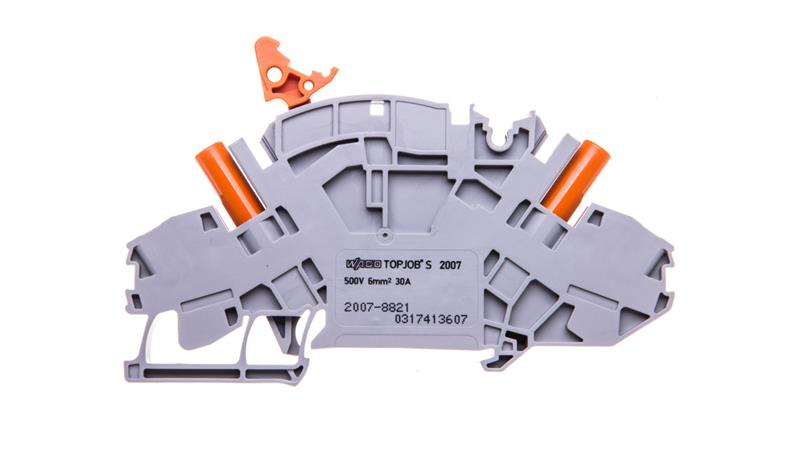 Złączka szynowa rozłączalno-pomiarowa 2-przewodowa z izolowanymi gniazdami pomiarowymi do wtyku pomiarowego 4mm szara 2007-8821-