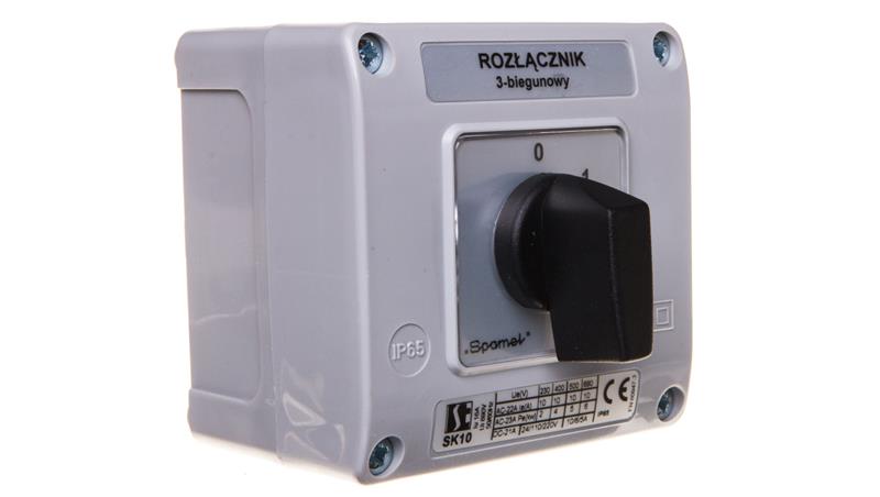 Łącznik krzywkowy 0-1 3P 10A w obudowie pokrętło czarne SK10-2.8211OB11-22413