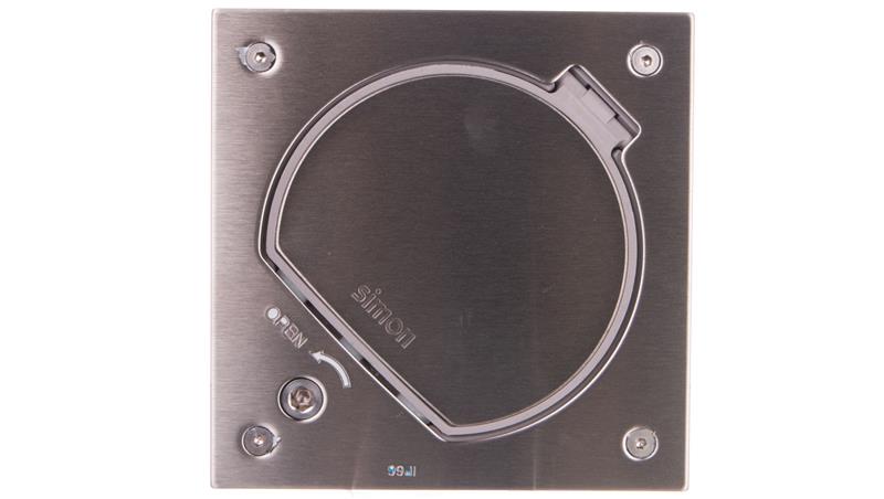 Simon Connect Wkład K45 puszki z pokrywą oraz gniazdem z/u 16A i gniazdem komputerowym RJ45 kat.5e stal nierdze-27242