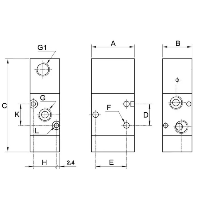 Zawór pneumatyczny 3/2 NC G1/2 powrót sprężyną 324 MC