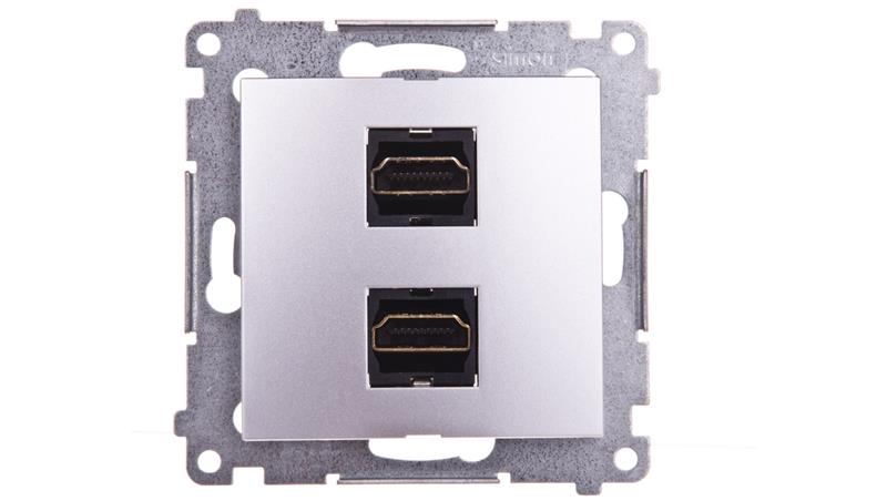Simon 54 Gniazdo podwójne HDMI srebrny mat DGHDMI2.01/43-39063