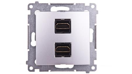 Simon 54 Gniazdo podwójne HDMI srebrny mat DGHDMI2.01/43-39063