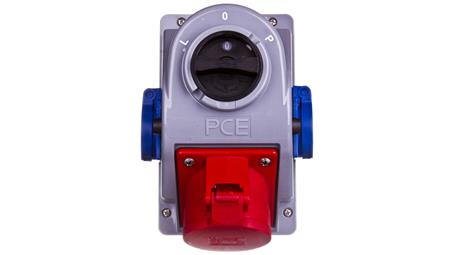 Gniazdo stałe z wyłącznikiem L-0-P 32A 5P 400V + 2x 2P+Z 230V IP44 COMBO-POL 960625421W-67390