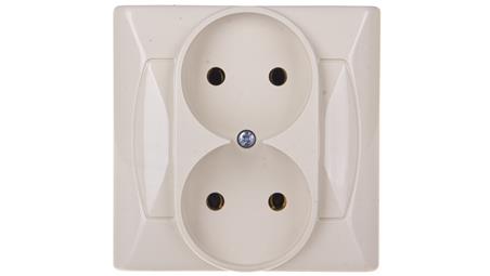 AKCENT Gniazdo podwójne b/u beżowe GP-2A/01-42977