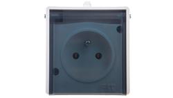 LAMBDA Gniazdo hermetyczne pojedyncze z/u IP44 klapka dymna białe GNH-1LZ/00/d-40707