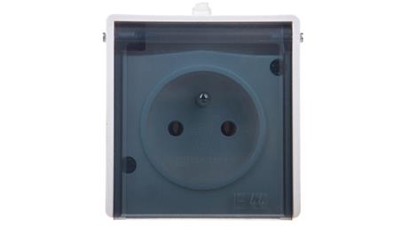 LAMBDA Gniazdo hermetyczne pojedyncze z/u IP44 klapka dymna białe GNH-1LZ/00/d-40707