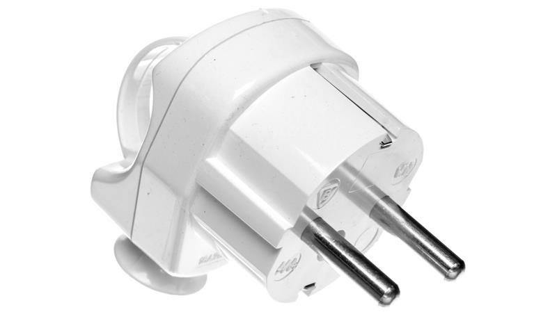 Wtyczka kątowa SCHUKO z/u 16A IP20 biała AWA-WN 51.55-28960