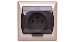 AKCENT Gniazdo bryzgoszczelne z/u IP44 klapka przezroczysta beżowe GPH-1AZ/01/d-42965