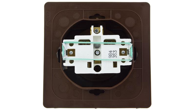 AKCENT Gniazdo bryzgoszczelne z/u IP44 klapka przezroczysta brązowe GPH-1AZ/24/d-42820