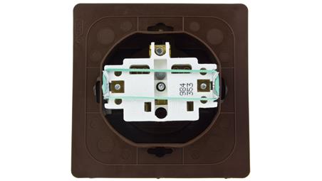 AKCENT Gniazdo bryzgoszczelne z/u IP44 klapka przezroczysta brązowe GPH-1AZ/24/d-42820