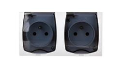 MADERA Gniazdo hermetyczne podwójne z/u IP44 klapka przezroczysta białe GNH-2NZ/00/d-40685
