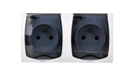 MADERA Gniazdo hermetyczne podwójne z/u IP44 klapka przezroczysta białe GNH-2NZ/00/d-40685