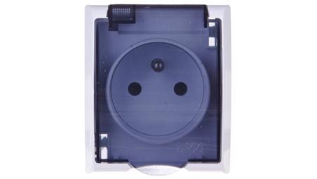 FALA Gniazdo hermetyczne pojedyncze z/u IP44 klapka przezroczysta białe GNH-1HZ/00/d-40697