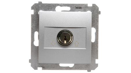 Simon 54 Łącznik żaluzjowy na kluczyk trzypozycyjny /I-0-II/ srebrny mat DPZK.01/43-35889