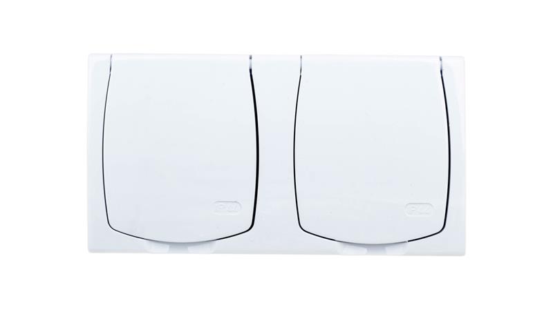 MADERA Gniazdo hermetyczne podwójne z/u IP44 klapka biała GNH-2NZ/00/w-40706